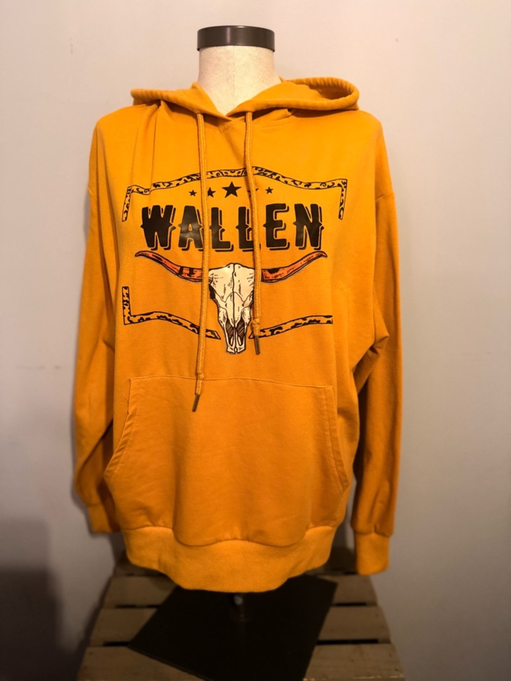 Mustard Hooded Pullover Sweatshirt for Women